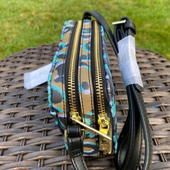 NWT Ted Baker Quiltt Leopard Print Camera HandBag / Bag in Olive - Picture 8 of 12